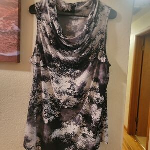 Lane Bryant Black and White Cowl Neck Blouse